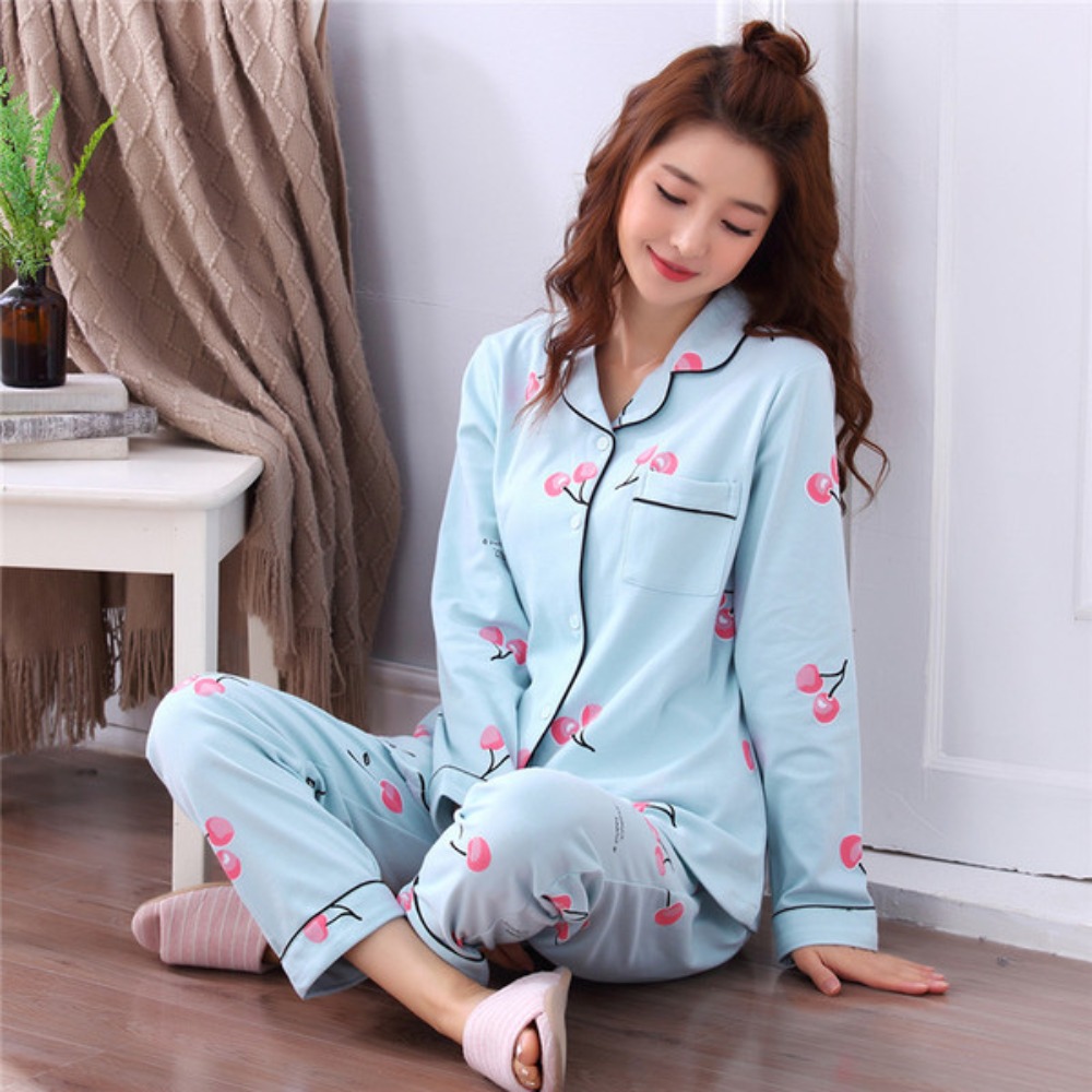 Maternity Wear - بيجامة نسائية من قطعتين بأكمام طويلة،