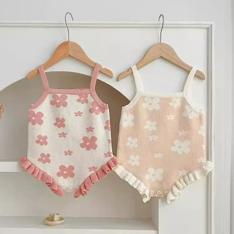 Newborn Baby Girl Romper Floral - جمبسوت بدون أكمام مطبوع عليه زهور